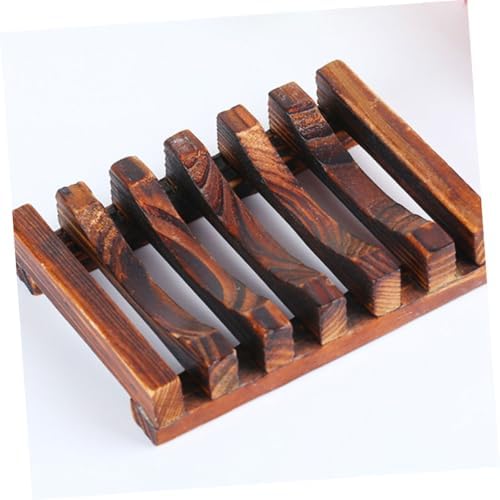 2pcs Carbonized Wooden Soap Holder for Bathroom and Kitchen