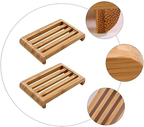 Alipis 2pcs Bamboo Wood Soap Dish Sturdy Holder