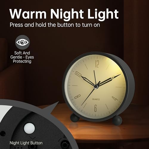 JALL Analog Alarm Clock with Night Light and Silent Hand 1