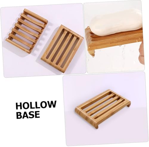 Travel Soap Dish Bamboo Wood Holder 2 Pack for Bathroom and Shower