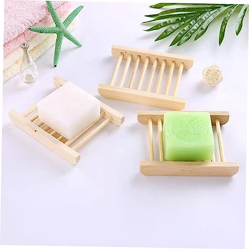 Unomor 6Pcs Wooden Soap Holder Drainage Tray for Bathroom Kitchen