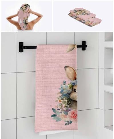 ZOE GARDEN Easter Bunny Pink Bathroom Towel Set 3-PC