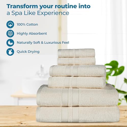 BLUENILEMILLS Ultra-Soft Cotton Towel Set 3 Piece Ivory 1