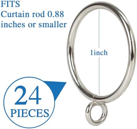1 Inch Eyelet Curtain Rings 24pc for Pinch Pleat Curtains
