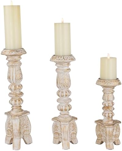 Northlight Brushed Gold Wooden Candle Holder Set of 3