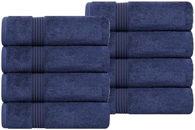 Superior Egyptian Cotton Towel Set of 8 Navy Blue
