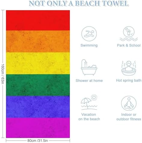 4SEE Oversize Rainbow Flag Beach Towel for Travel Pool