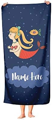 Extra Large Mermaid Towel with Custom Name for Kids and Adults