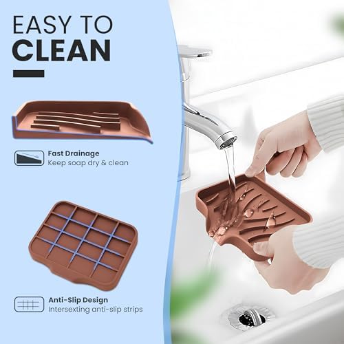 Rymss Silicone Soap Dish for Bathroom and Kitchen
