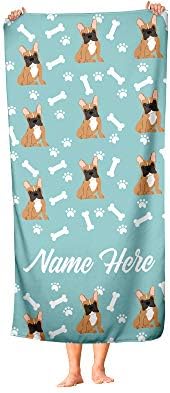Personalized Brown Frenchie Beach and Bath Towels - Large Medium
