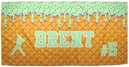 Personalized Ice Cream Drip Baseball Beach Towel for Boys 1