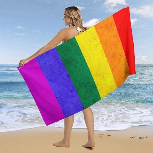4SEE Oversize Rainbow Flag Beach Towel for Travel Pool