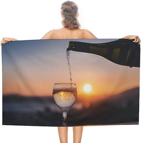 Sxakswol Wine Glass Beach Towel Oversized 36x72 Inch