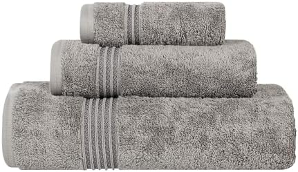 Superior Egyptian Cotton 3-Piece Towel Set - Charcoal Black and White