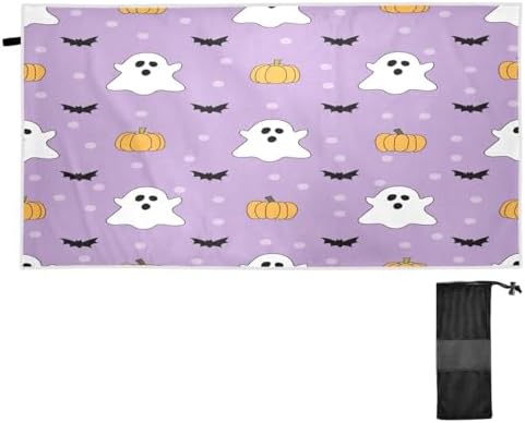 YETTASBIN Halloween Ghost Beach Towel with Travel Bag 1