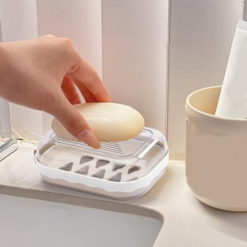 Portable Plastic Soap Dish with Lid for Travel and Bathroom