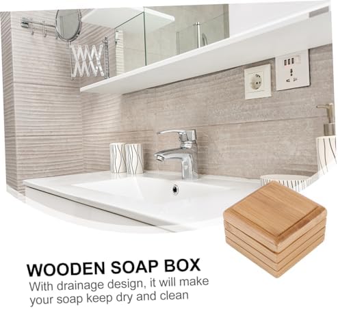Cabilock Wooden Soap Dish with Lid Holder