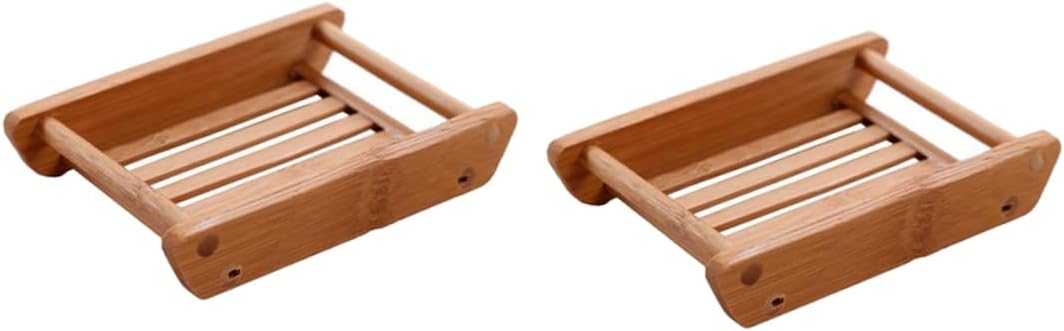 WOONEKY 2Pcs Wooden Bath Soap Holder