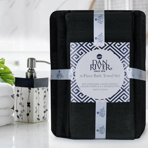 DAN RIVER 100 Cotton 8-Piece Bath Towel Set in Black
