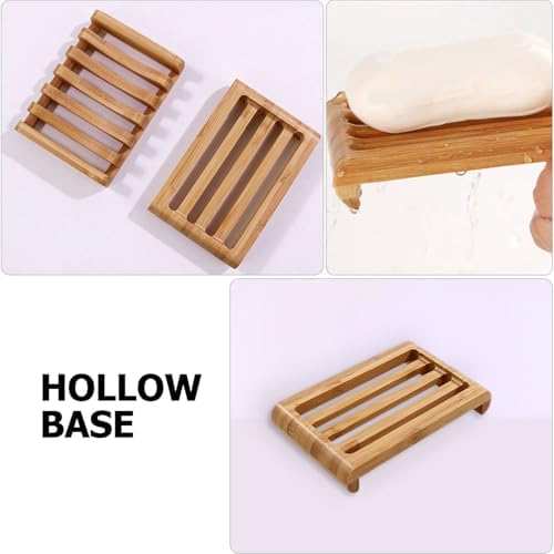 HOOTNEE Travel Soap Dish Bamboo Style Sturdy Holder