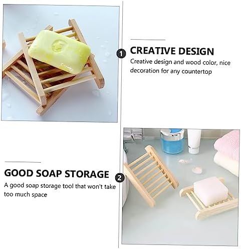Wooden Soap Tray Holder 6pcs Natural Draining