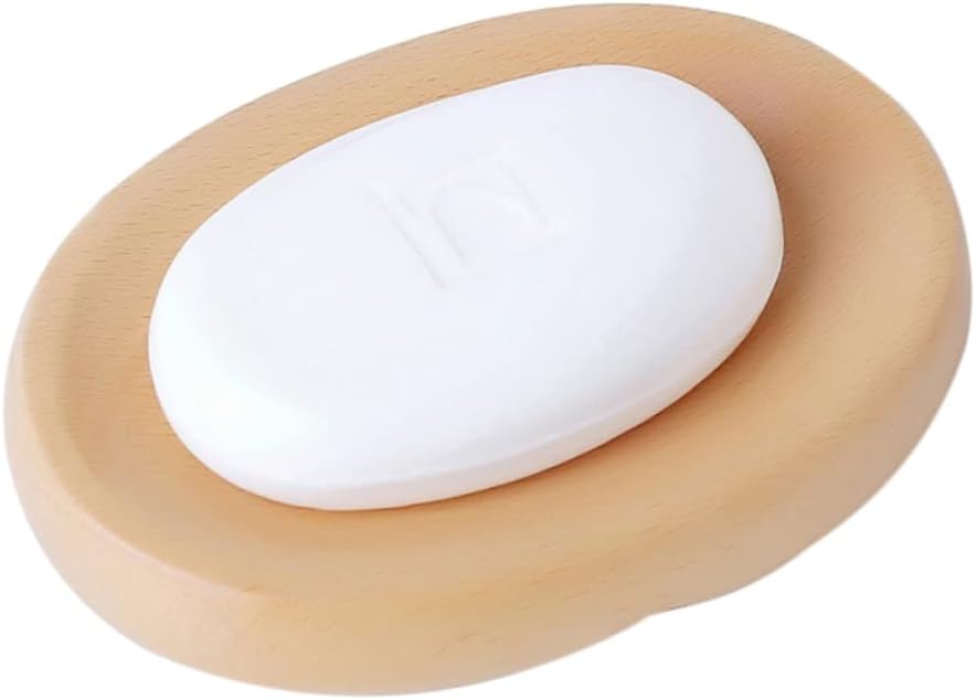 ABOOFAN Wooden Oval Soap Dish Drainer Holder for Kitchen Sink