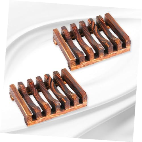 IMIKEYA 2PCS Wood Soap Dish with Drainage for Kitchen Bathroom