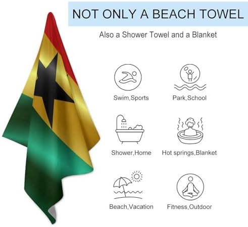 4SEE Oversize Beach Towel with Ghana Flag Design