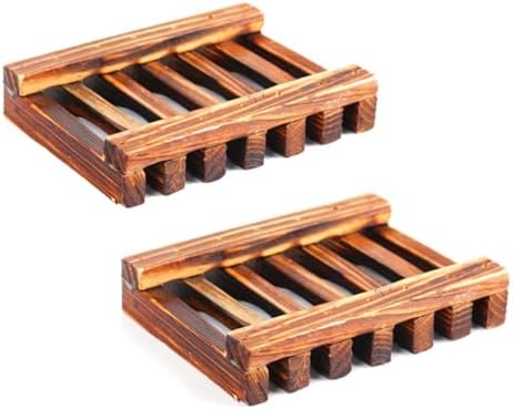 Anneome 3pcs Natural Nanmu Wood Soap Holder Drainage Dish