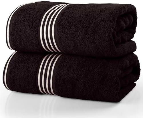 Lavish Home Bath Towels Set - 2PC 35x70in 500 GSM Cotton Black