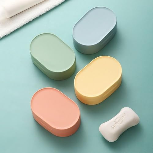 Travel Soap Holder with Lid for Bath Gym Camping 8x8x45cm Yellow