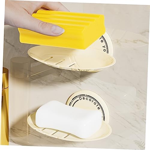 Amosfun 2pcs Self Draining Soap Dish Wall Mounted
