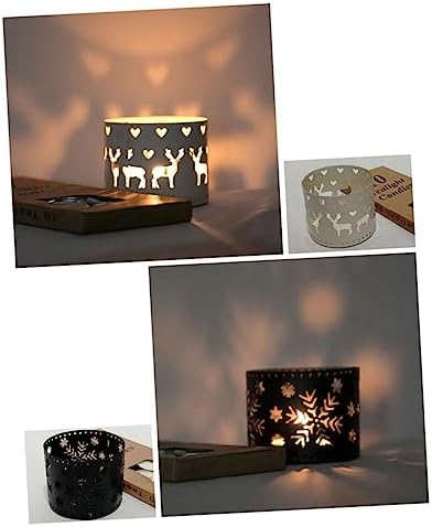 Cabilock Iron Hollow Christmas Candle Holder Snowflake Design Black