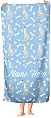 Personalized Pet Greyhound Towel - Custom Travel Bath Beach Pool Towel