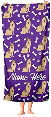 Personalized German Shepherd Beach Towel - Large Medium Custom