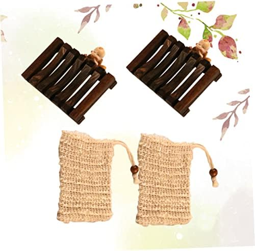 FONDOTIN Linen Bubble Making Soap Bag with Wooden Holder