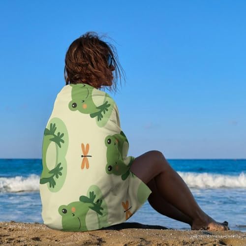 Super Absorbent Soft Pool Bath Towels with Green Frog Design 3 Pack