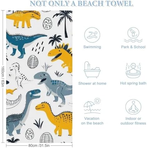 Extra Large Dinosaur Beach Towel for Bath and Pool