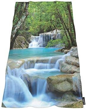 Comfy Bath Towels 64x32 Inches Large Forest Waterfall Stream