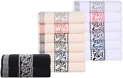 Superior 4-Piece Bath Towel Set with Greek Key Border