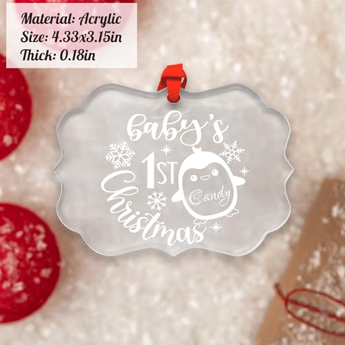 Jasilon Personalized First Christmas Baby Ornament for Boy or Girl