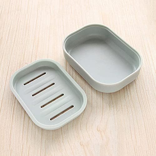 2PCS Khaki Plastic Square Soap Dish for Bathroom Kitchen