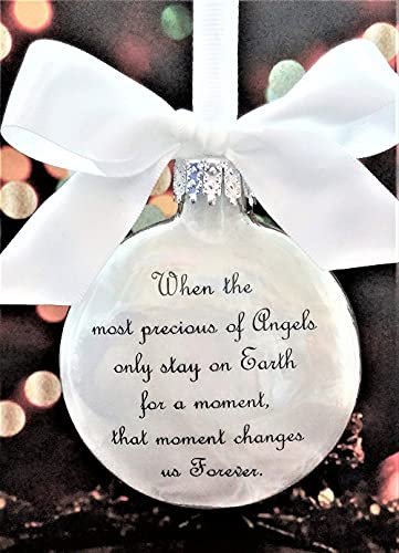 Baby Memorial Ornament with Feather and White Bow