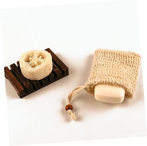 Anneome Linen Soap Bag with Wooden Net for Exfoliating and Storage