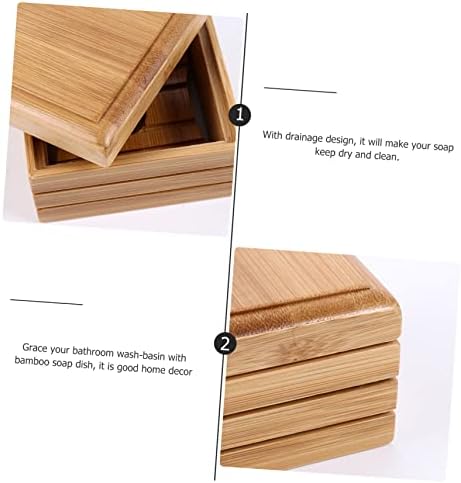 LIFKOME Natural Wood Soap Dish with Lid 1