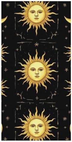 4SEE Beach Towel - Gold Sun Crescent Moon Star Design