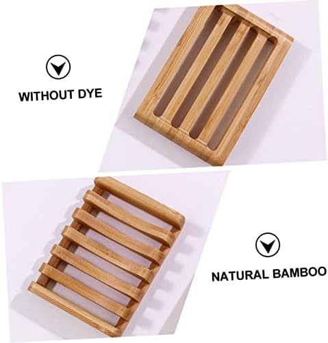Luxshiny Sturdy Bamboo Wood Soap Dish Drainer