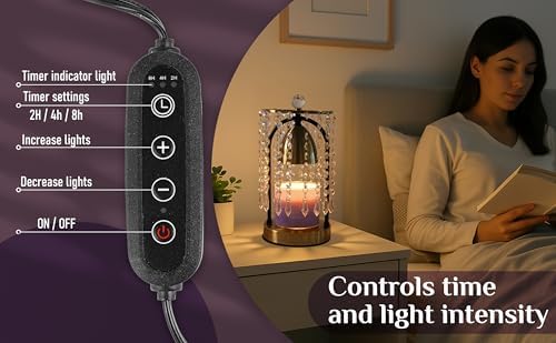 Elegant Candle Warmer Lamp with Timer and Crystals