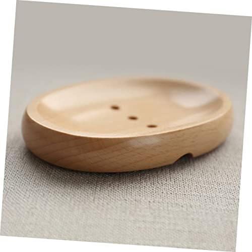 Unomor Oval Soap Holder Wooden Drainer for Tidy Bathroom Storage