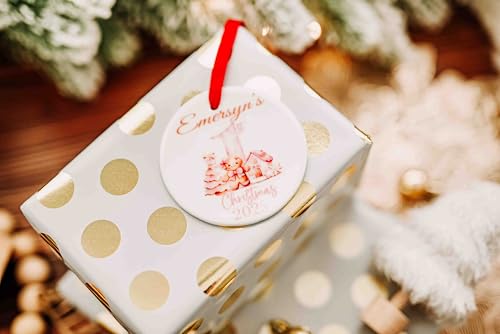 Baby Girl First Christmas Ornament 2025 Pink 1